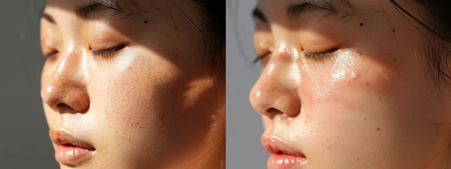 a radiant close-up of a woman's luminous, rejuvenated skin reflects the transformative effects of various skin rejuvenation treatments, illuminated by soft, diffused natural light.